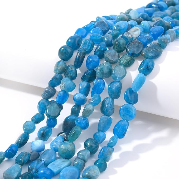 Blue Apatite Pebble Nugget Oval Free Tumbled Stone 6-8mm Natural Gemstone Loose - Image 2