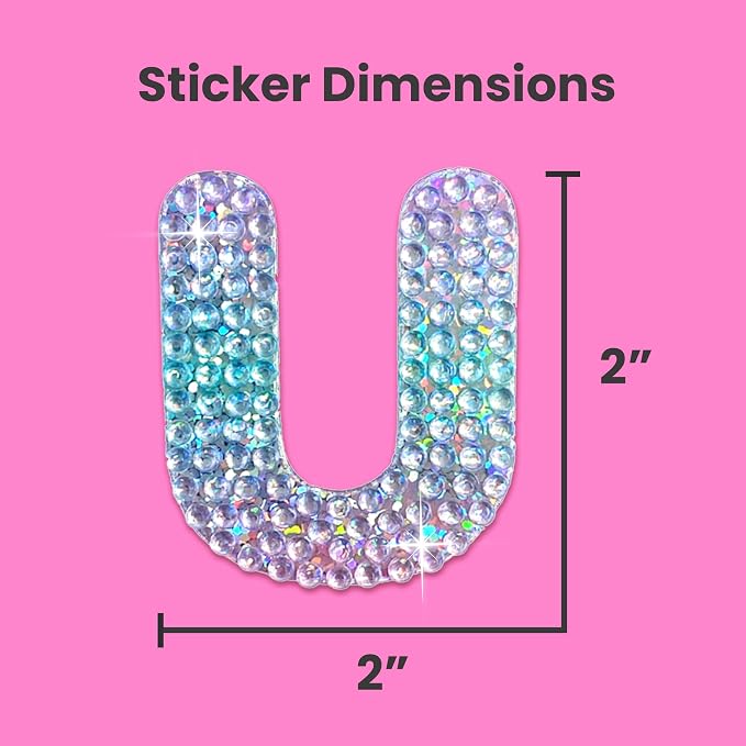 StickerBeans® Rhinestone Alphabet Letter Sticker U - Image 4