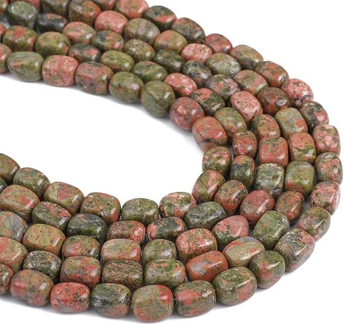 Natural Unakite Cuboid Stone Loose Semi Gemstone Beads - Image 6