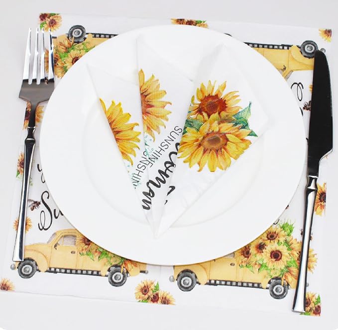 Cocktail Napkins 80 Pack 2 Ply Floral Beverage Luncheon Dinner Paper Napkins - Image 7