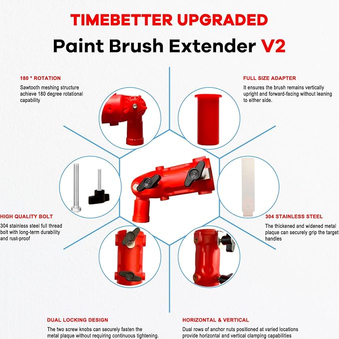 Multi Angle Paint Brush Extender V2, Long Handle Paint Brush, Extension Pole - Image 6
