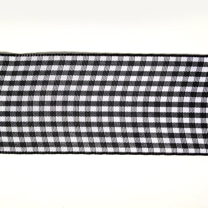 1.5 Inch Black and White Woven Edge Gingham Ribbon 25 Yards Each Roll 100% - Image 9