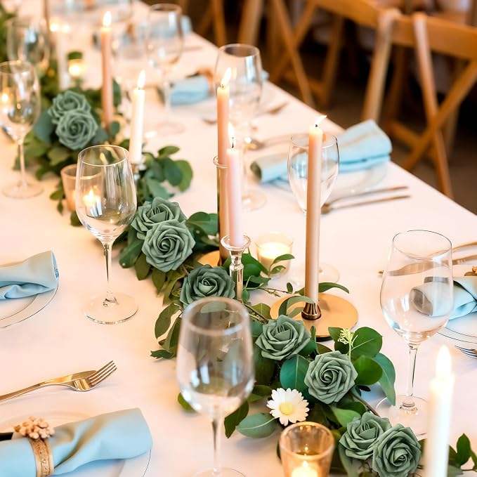 Artificial Flowers Foam Fake Roses 25pcs Green Roses - Image 7