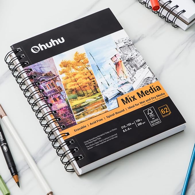 Mix Media Pad, Ohuhu Mixed Media Art Sketchbook, 120 LB/200 GSM Heavyweight - Image 8