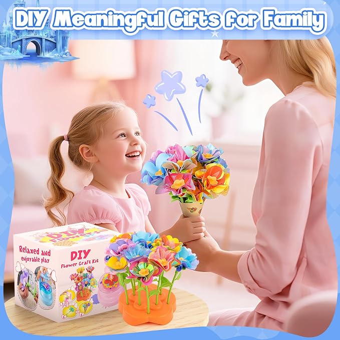 cosone Arts and Crafts Kits for Kids Age 3-12, Fabric Flower Bouquets Toys - Image 9