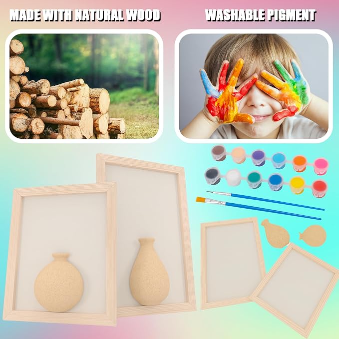 Crafts Gift for Girls, DIY 3D Felt Flowers Wooden Vase Picture Frame Painting - Image 7