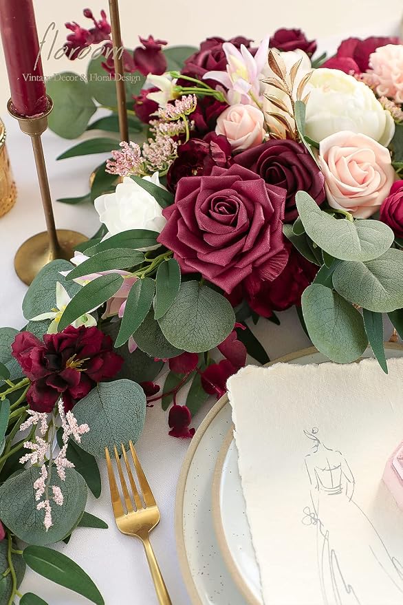 Floroom Artificial Flowers 16pcs 3.5" Real Looking Burgundy Foam Fake Hybrid - Image 6