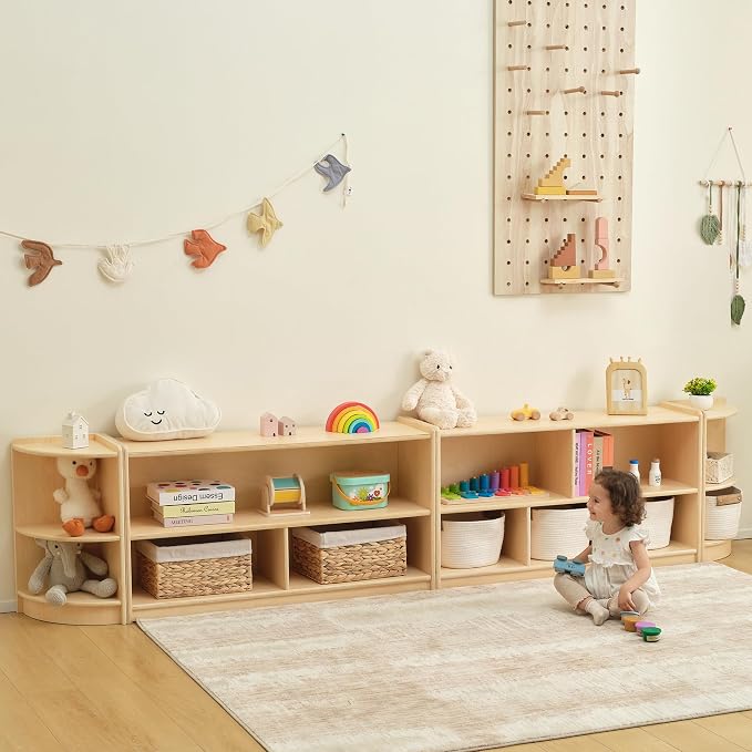 OOOK 5-Compartment Wooden Storage Cabinet, Montessori Shelf - Image 7