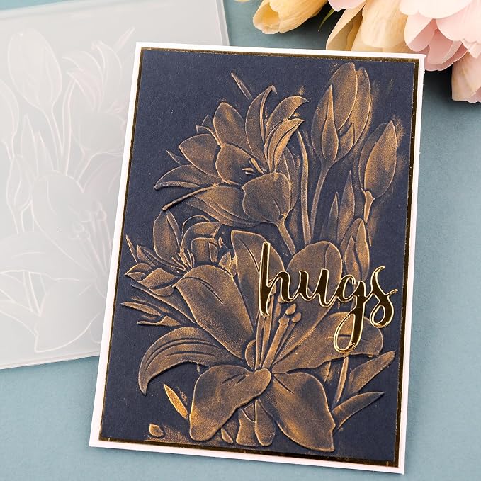 BAOFALI 3D Embossing Folder for Card Making, Lily Flowers Clear Plastic Texture - Image 9