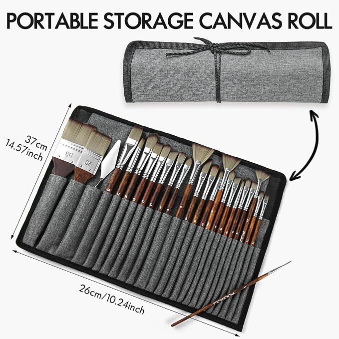 25pcs Paint Brush Set, Fuumuui Acrylic Paint Brushes, Professional Artist Series - Image 8