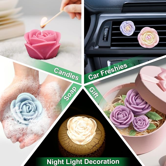 Rose Candle Molds, Epoxy Resin Casting, Wax Soap Clay Plaster Home Décor - Image 7