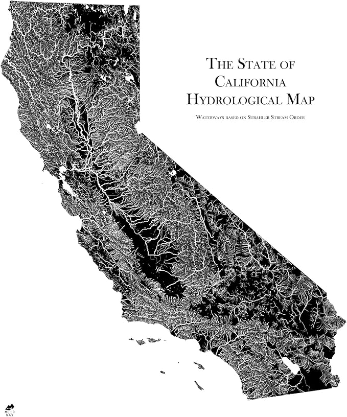 Muir Way Hydrological River Map of California by MuirWay