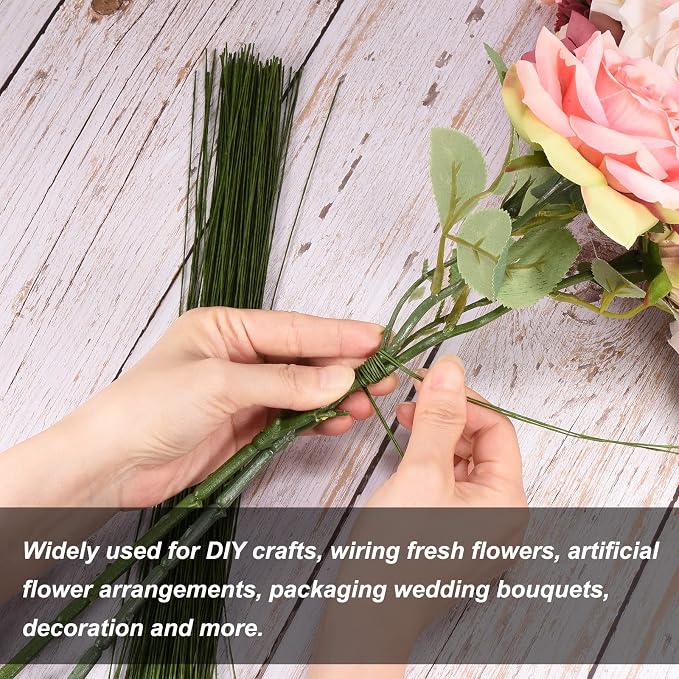 PATIKIL 32 Inch 22 Gauge Floral Stem Wire, 3 Pack/120 Pieces Bouquet Stem Paper - Image 5