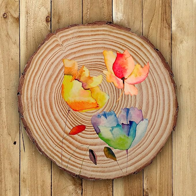 JEUIHAU 10 PCS 6.7-7 Inches Natural Unfinished Wood Slices, Round Wooden Tree - Image 6