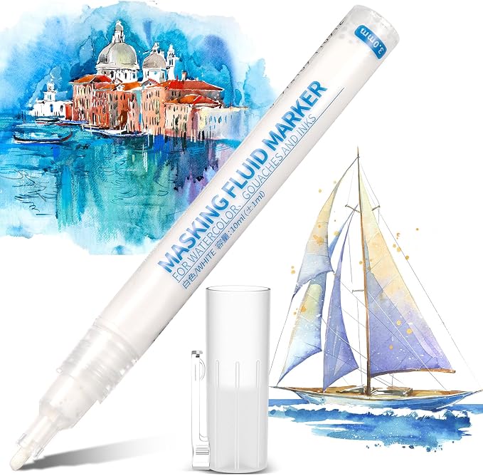 2 Pcs Masking Fluid Pen for Watercolor Painting, Capacity - Image 7