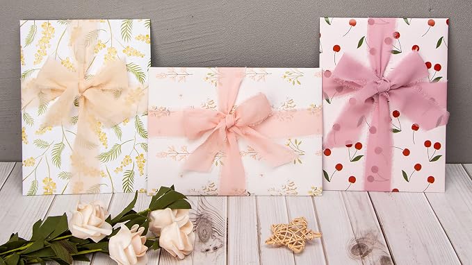 Ribbli Chiffon Silk Ribbon, 1.5 inch x 30 Yard, Champagne/Blush Pink/Dusty Rose - Image 6