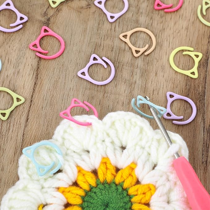 36Pcs Cat Stitch Markers for Crocheting, Cat Metal Crochet Stitch Marker Ring - Image 7