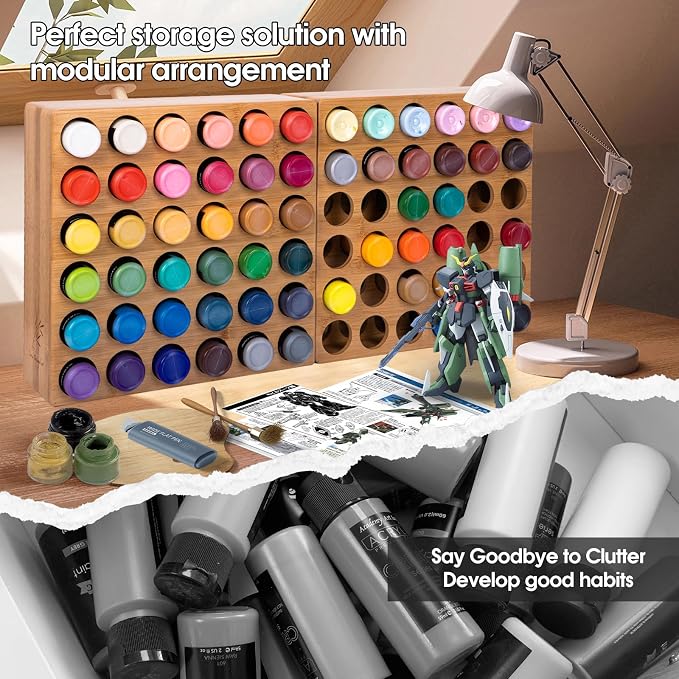 Bamboo Craft Paint Storage Organizer, 36-Hole Vertical Paint Rack Stand - Image 6
