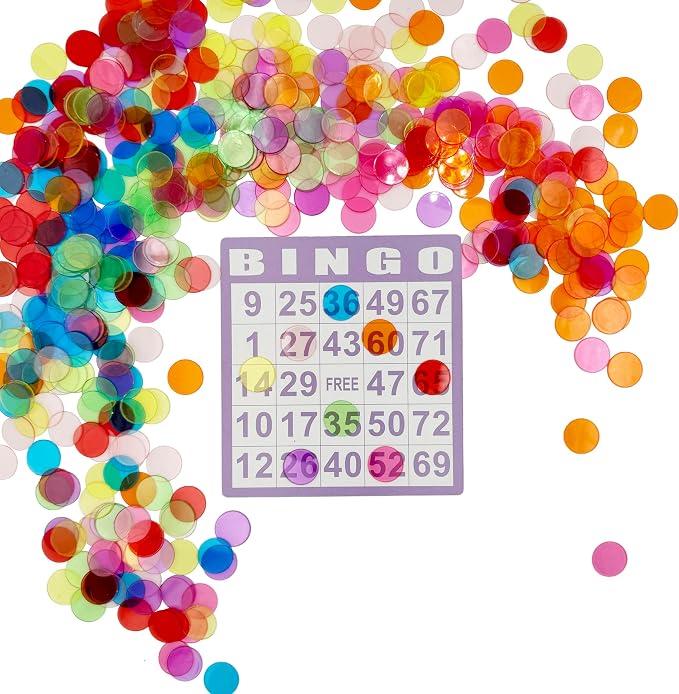 500 Pcs of 3/4 inch Transparent 8 Color Clear Bingo Counting Chips Plastic - Image 6