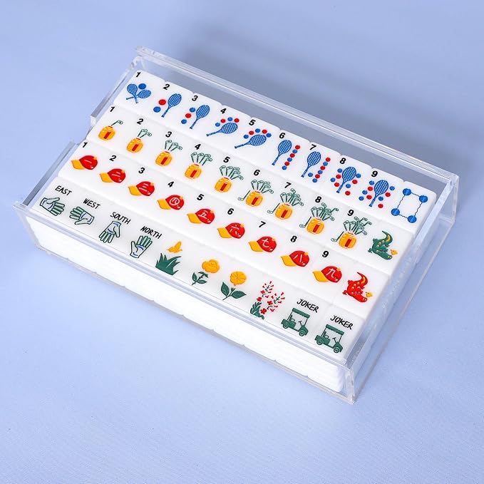American Mahjong Tile Set with Clear Acrylic Box and Accessories, 160 Acrylic - Image 8