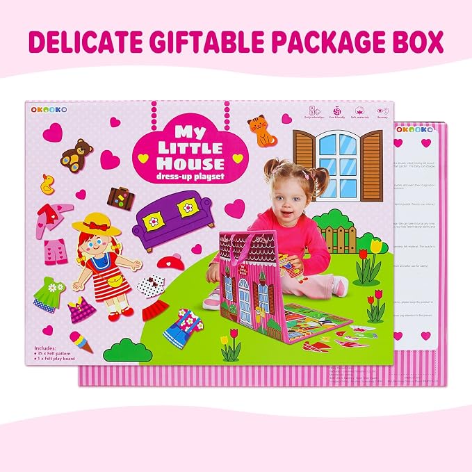 OKOOKO Dress Up House Felt Board 35PCS Double-Sided Foldable Dress Up Teaching - Image 7
