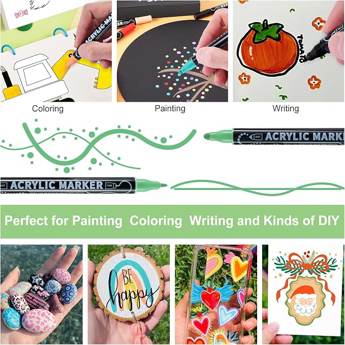 80 Colors Waterproof Dual Tip Acrylic Paint Pens, Dot & Fine Tip Premium - Image 6