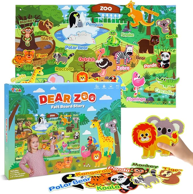 Taika 43x28 inch Zoo Animals Felt Story Board Set, Thicker Flannel Board - Image 6