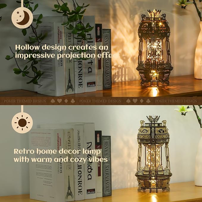 LED 3D Wood Puzzle Poker World Projector Lamp – DIY Craft Kit - Image 6