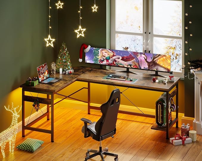 Coleshome 66" L Shaped Larger Gaming Desk, Corner Computer Desk, Sturdy Home - Image 8