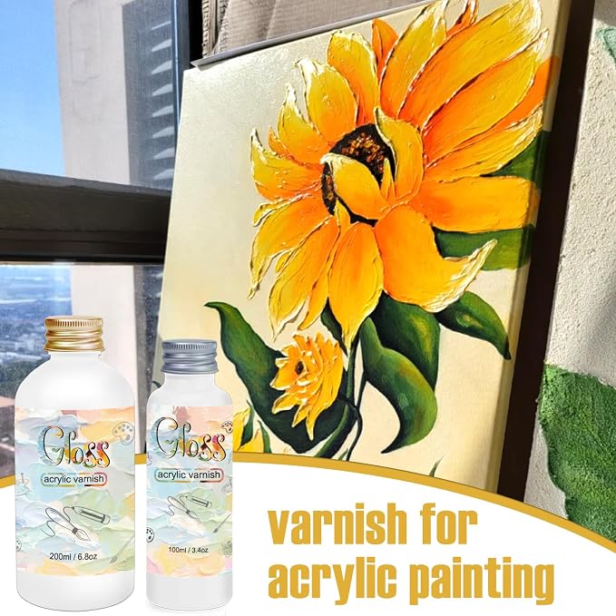 Gloss Varnish for Acrylic Painting, 100ml Clear Acrylic Varnish Gloss Keeps - Image 7