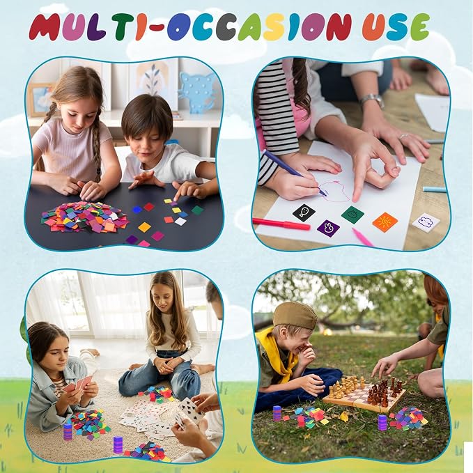 Coopay 1000 Pcs Plastic Square Color Tiles, Bingo Chips, Poker Chips, Color - Image 7