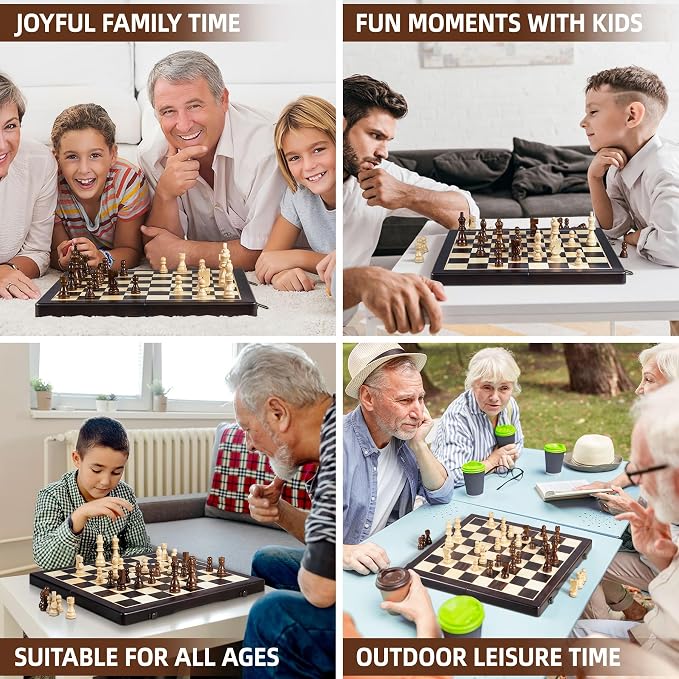 Magnetic Wooden Chess Set for Adults Kids - Image 9