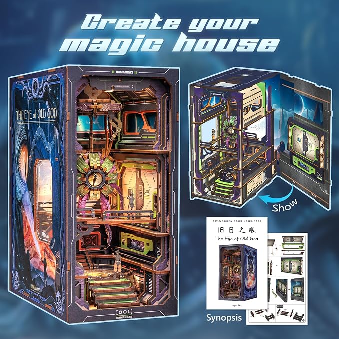 CUTEBEE Book Nook Kit, DIY Booknook Miniature House Tiny House 3D Wooden Puzzle - Image 5