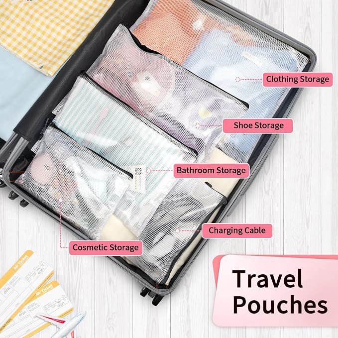 Umriox Small Zipper Pouch, 9.5x7.1 in, Mesh Bags - Image 7