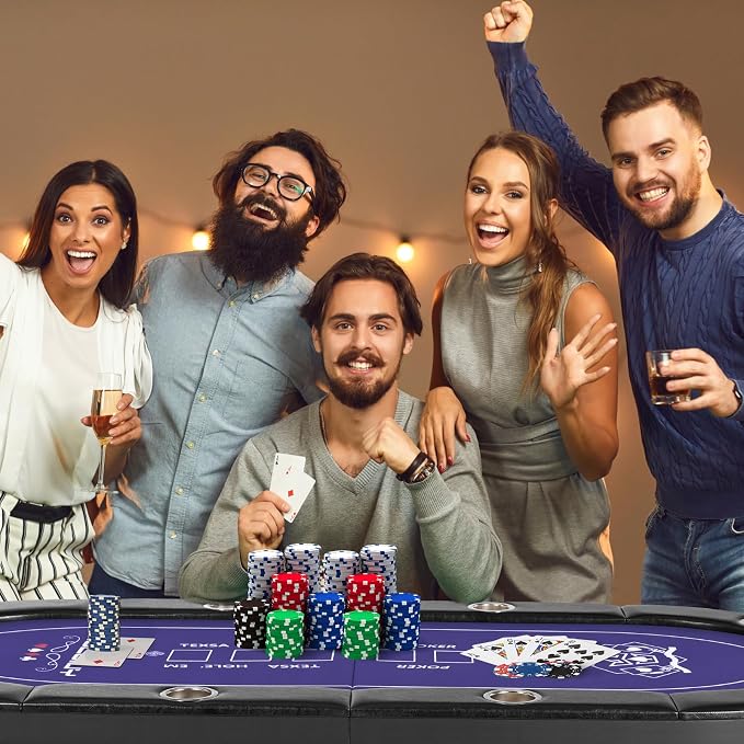 8 Player Poker Table Foldable, Texas Holdem Casino Table - Image 6