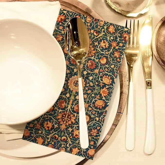 100 Pack William Morris Guest Napkins Vintage Floral Blue Paper Napkins - Image 7