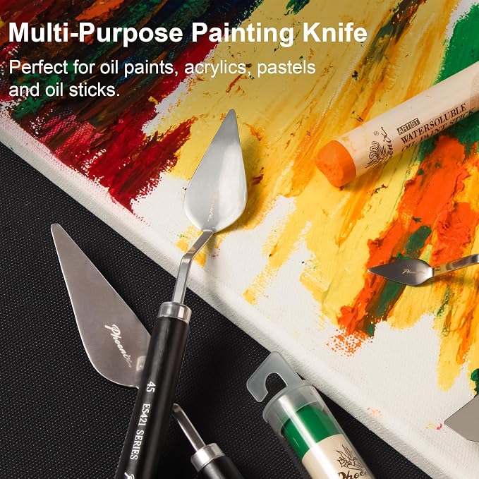 PHOENIX High Flexible Palette Knife Set, 5 Pieces Stainless Steel Painting - Image 8