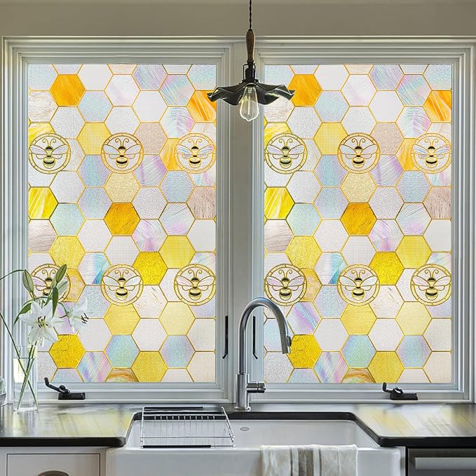 3D Stained Glass Window Privacy Film, Heat Control UV Blocking Static Cling - Image 8
