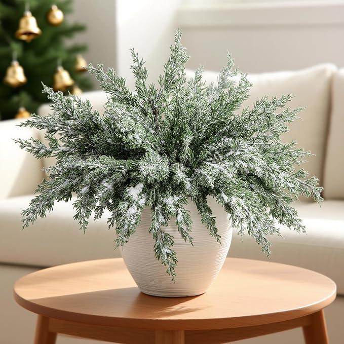 10 Packs 16.5" Artificial Christmas Snow Pine Branches, Snow Flocked Faux - Image 7