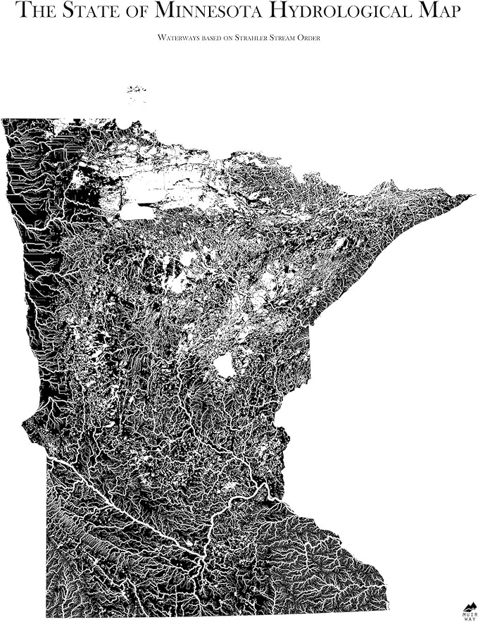 Muir Way Hydrological River Map of Minnesota by MuirWay