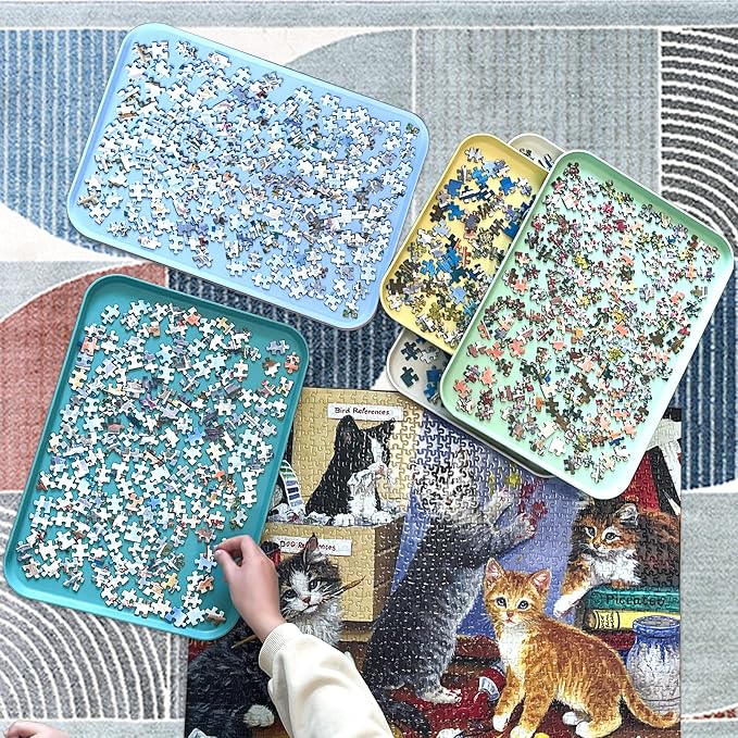 16.9" x 12" Extra-Large Puzzle Sorting Trays Stackable, 6 Pack Puzzle Sorter - Image 6