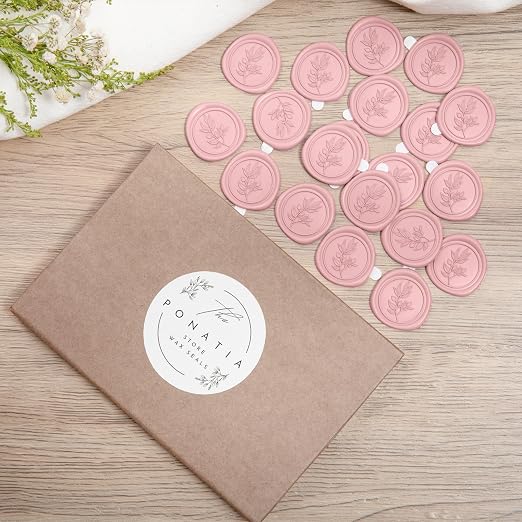 PONATIA 50 Pcs Dusty Rose Wax Seal Stickers - Image 8
