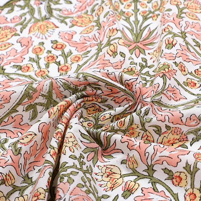 Ridhi Sassy Salmon Pink Hand Block Print Napkins 18" x 18" Set of 4 Reusable - Image 9