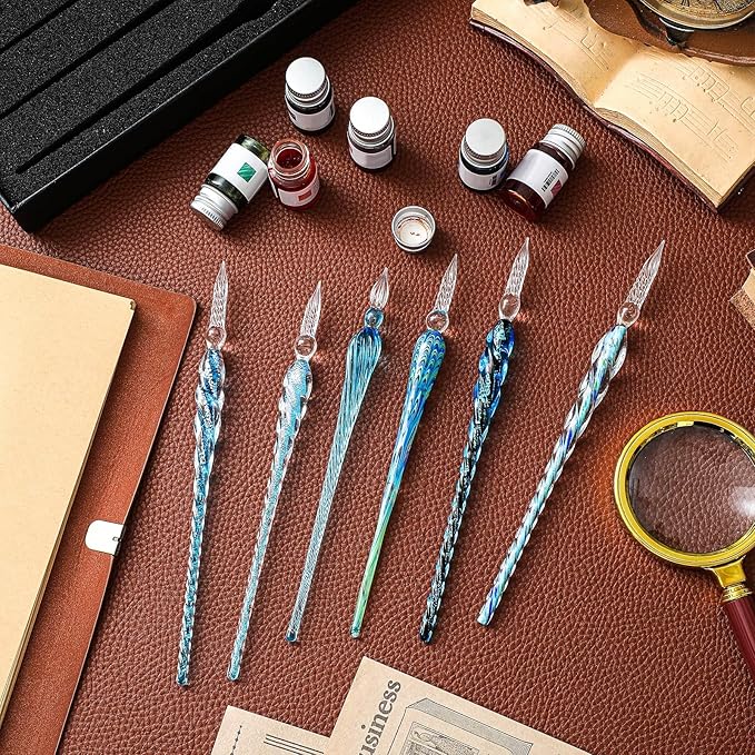 Zonon Glass Dipped Pen Ink Set 14 Pcs Include 6 Pcs Glass Dip Pen, 6 Colorful - Image 7