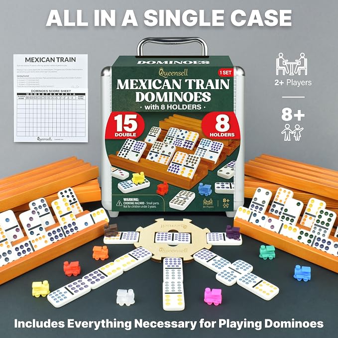 Queensell Mexican Train Dominoes Set Double 15 - Image 7