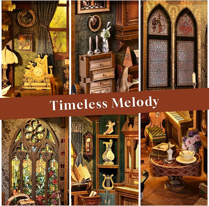 Book Nook Kit Music, DIY Miniature House Kit Book Nook, 3D Wooden Puzzle - Image 9