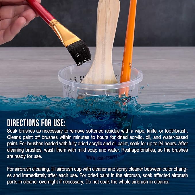 U.S. Art Supply Brush Cleaner and Restorer, 16 Ounce Bottle - Image 5