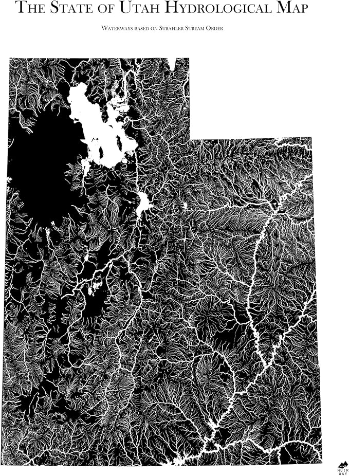 Muir Way Hydrological River Map of Utah by MuirWay
