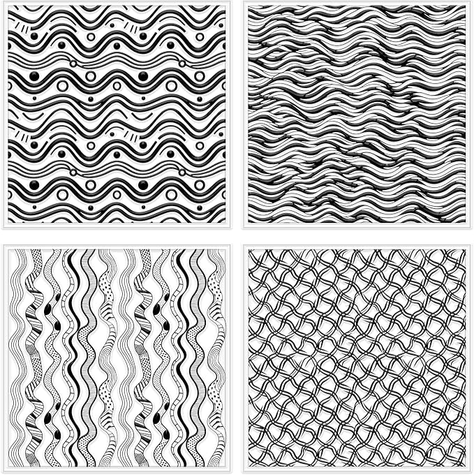 CHGCRAFT 4 Pcs Artistic Wavy Polymer Clay Texture Sheets Wavy Lines Silicone - Image 8