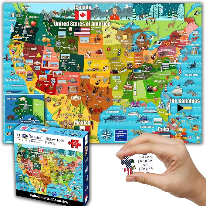 Think2Master Colorful United States Map 1000 Pieces Jigsaw Puzzle - Image 7
